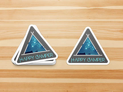 Happy Camper night sky design sticker